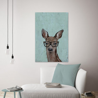 "Brown Hippie Deer II" Painting Print on Wrapped Canvas