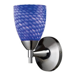 Elk Lighting - Celina 1-Light Sconce, Polished Chrome With Sapphire Glass - Wall Sconces