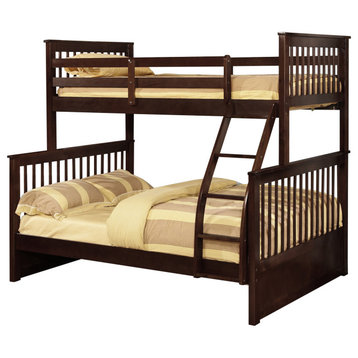 Carthew Convertible Twin Over Full Bunk Bed, Java, Bed only