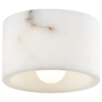 Loris 1 Light Flush Mount in Polished Nickel with Off White Alabaster Shade