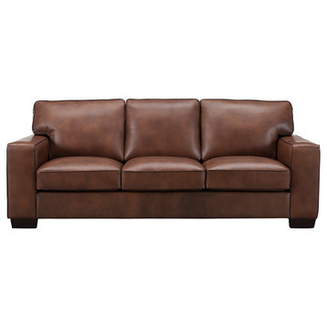 Kimberlly Leather Craft Sofa, Brown