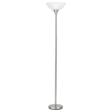 Cal Lighting BO-2055 1 Light Pedestal Base Torchier Floor Lamp - Brushed Steel