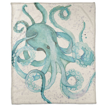 Octo Watercolor Teal 50x60 Throw Blanket