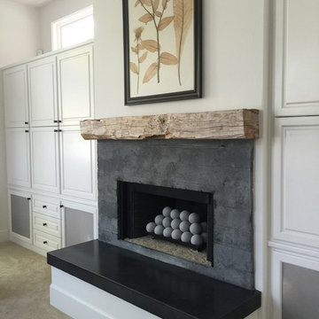 Custom Board formed fireplace surround and concrete hearth