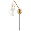 Riley Wall Sconce - Aged Brass Finish - Clear Glass