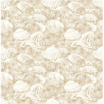Surfside Beige Shells Wallpaper, Sample