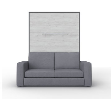 Invento Vertical Murphy Bed with a Sofa, Grey/White Monaco/Grey