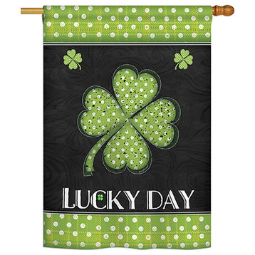 Lucky Day Clover, Decorative Vertical House Flag 28"x40"