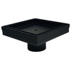 Matte Black Tile Insert 5 Inch Square Drain With 2" ABS Flange And Hair Trap