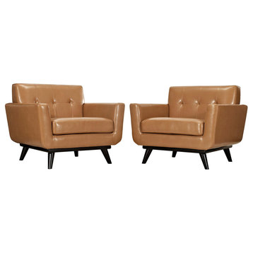 Modern Contemporary Leather Sofa Set, Tan Leather