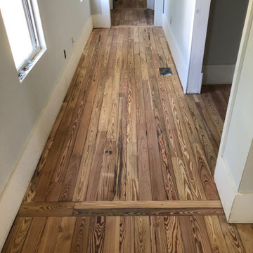 Sanded Heart Pine Plank Flooring in Springfield home