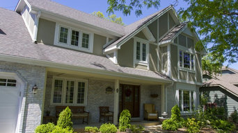 Modern Timber Frame styling with Hardie Stucco panels & trim