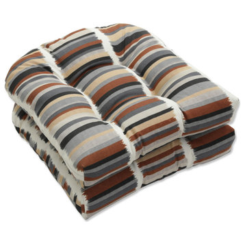 Solar Stripe Ebony Wicker Seat Cushion, Set of 2