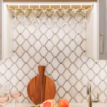 Illuminated Stemware Display with Custom Tile Detail