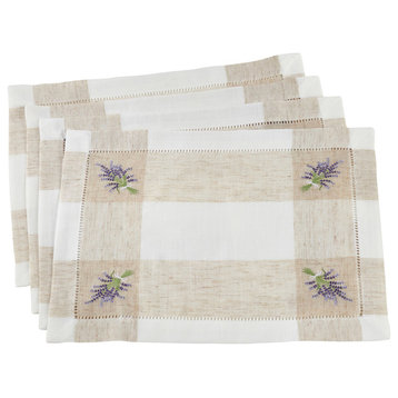 Cottage Embroidery 14"x19" Placemats, Set of 4, Lavender