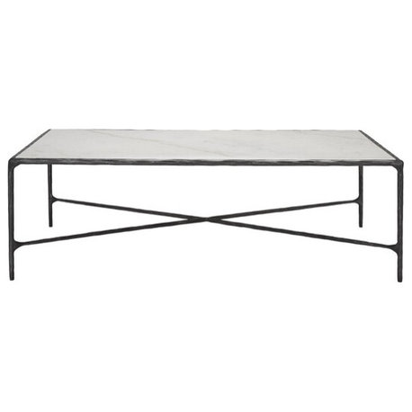 Safavieh Couture Jessa Rectangle Metal Coffee Table, Black / White