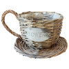 Handmade Wicker Coffee Cup Shaped Basket, Wicker, Weathered Gray