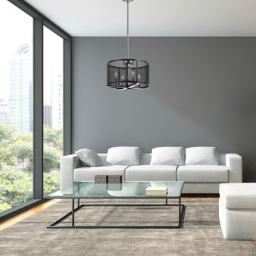 Aliya 4-Light Matte Black Mesh Cage Chandelier