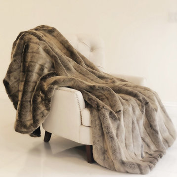 Plutus Frost Mink Dark Brown Faux Fur Luxury Blanket 80Lx110W Full