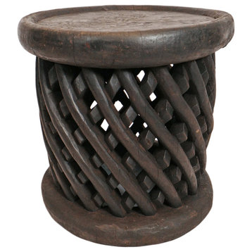Consigned Vintage Basket Weave Bamileke Table