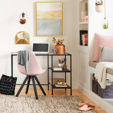 Modern Small Space Home Office with Trendy Glass Top Desk Collection - Project 6