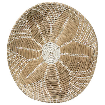 Mekhi Light Brown Seagrass With White String Round Wall Hanging Plate