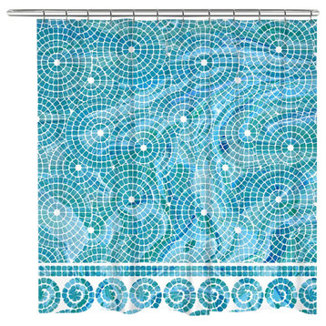 Coastal Mosaic Tiles Shower Curtain