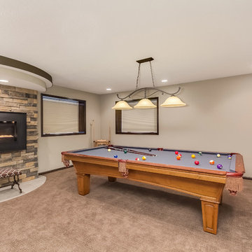 Basement Pool Table & Fireplace