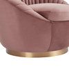 Mitzey Velvet Swivel Accent Chair With Gold Base, Blush