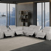 Marco-8-Piece, 4-Power Reclining Italian Leather Sectional, Light Gray