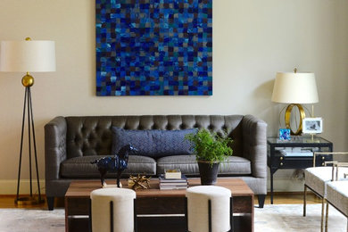 Transitional living room photo in Houston