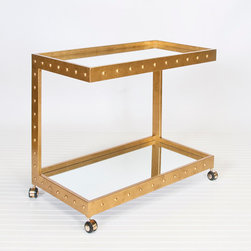 Worlds Away Vince Gold Leafed Bar Cart - Bar Carts