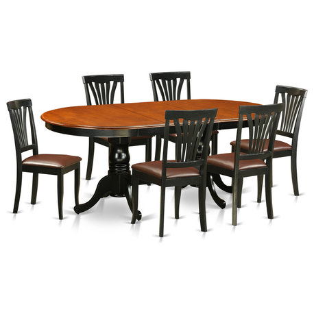 Plav7-Bch-Lc, 7-Piece Dining Room Set, Table With 6 Wooden Dining Chairs