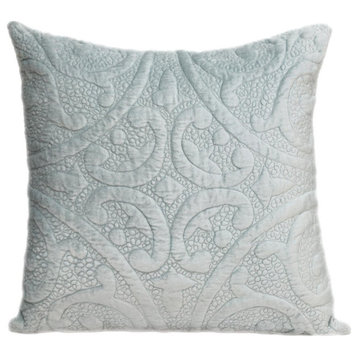 Gray Quilted Velvet Square Throw Pillow