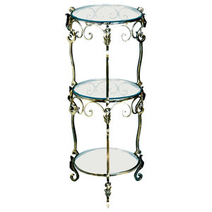 NEW TUSCAN ORNATE  ACANTHUS IRON Brass Medallion END ACCENT Table Glass Top 
