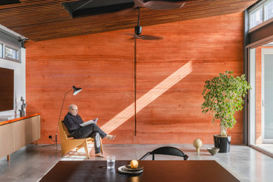 Photo of a midcentury dining room in Sydney.