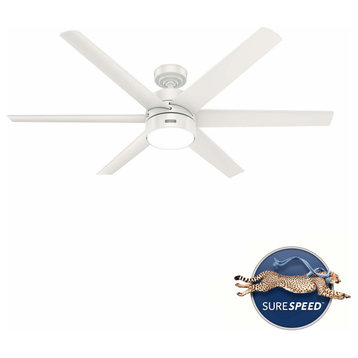 Hunter 60" Solaria Fresh White Ceiling Fan, LED Light Kit, Wall Control