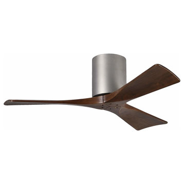 Irene 3 Blade Paddle Ceiling Fan With Walnut Tone Blades, Nickel Finish, 42"