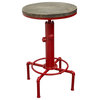 Adjustable Height Bistro Table With Weathered Gray Top and Red Powder Coat