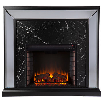 Trason Mirrored Faux Marble Fireplace