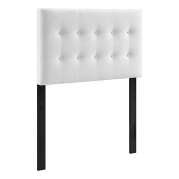 Emily Twin Biscuit Tufted Performance Velvet Headboard, White