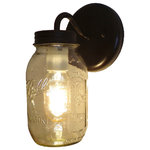 The Lamp Goods - Mason Jar Wall Sconce Lighting Fixture New Quart, Antique Black - See images for color swatch