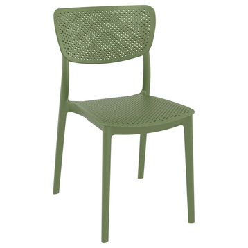 Lucy Outdoor Dining Chair, Set of 2, Olive Green