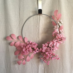 Modern Eclectic Spring Hoop Wreath - Artificial Flower Arrangements