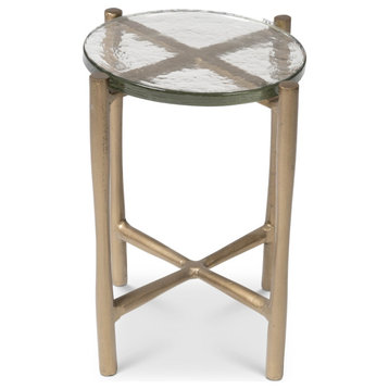 Elements Shyla End Table Set of 2 Antique Brass, Short Raw Bronze, Tall
