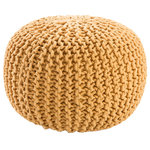 Jaipur Living - Jaipur Living Visby Textured Round Pouf, Cornsilk - Casual and contemporary, this cotton pouf features a chunky knit weave for inviting style and handmade appeal. Perfect as a comfy ottoman or convenient as extra seating in a living space, this bold yellow floor cushion makes an ideal versatile accent.