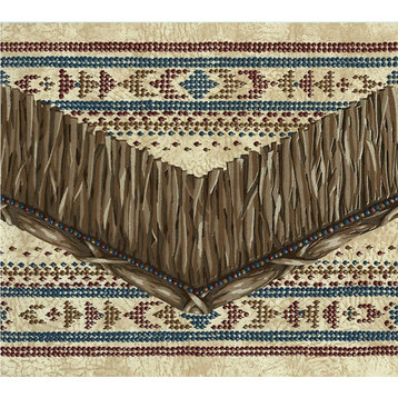 Wallpaper Border Native Ornaments Brown Beige Blue Red 9"x15' HN4560B