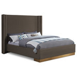 Meridian Furniture - Halton Boucle Fabric Bed, Brown, Queen - Settle in like royalty each night when you make this Halton boucle fabric bed yours. This eye-grabbing bed is destined to become the centerpiece of your bedroom sanctuary with its rich brown boucle fabric upholstery covering every square inch of its super-tall headboard and sides. This bed features a sturdy frame, so you can count on it weathering the sands of time and being a beautiful part of your bedroom for years to come.