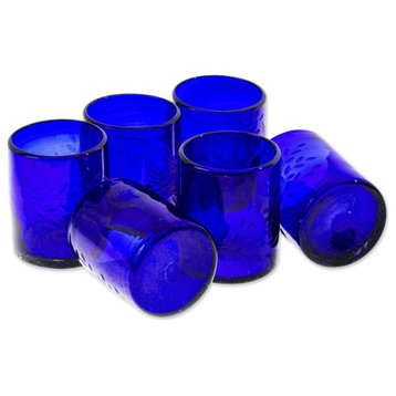 Novica Handmade Paloma Azul Blown Glass Juice Glasses (Set Of 6)