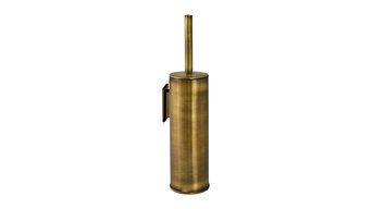 Wall-Mounted Cylinder Toilet Brush Set, Antique Brass